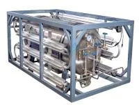 Передвижной газификатор модели БК 0,5-2,5-30 на базе горизонтального криоцилиндра в транспортной раме на колесах, предназначен для хранения и выдачи кислорода, азота, аргона, углекислоты.